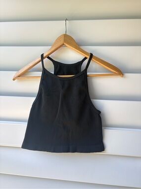 GAP Black Ribbed Racerback Crop Top